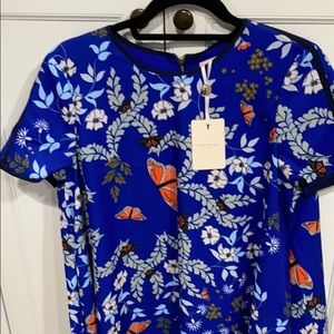 Butterfly floral dress-blue